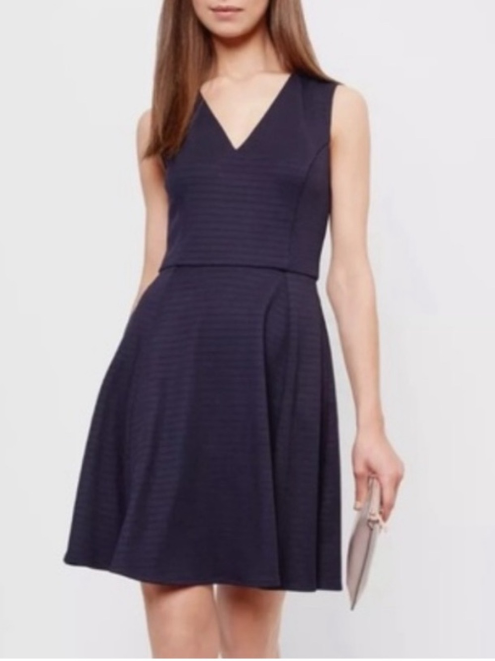 Ted Baker London Tawney Navy Blue Skater Fit Flare Keyhole Back Dress Sz 3